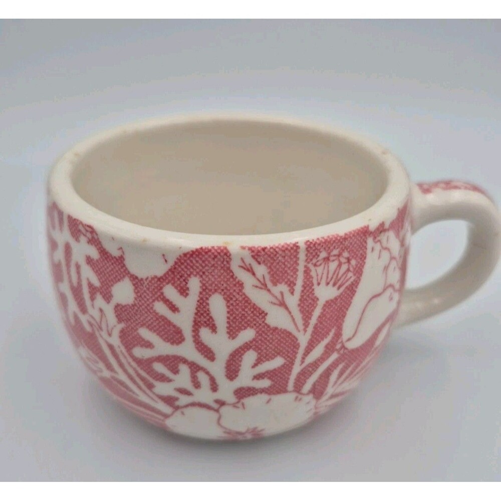 Wallace China Ceramic Rare Red Magnolia pattern Vintage Diner Coffee Mug